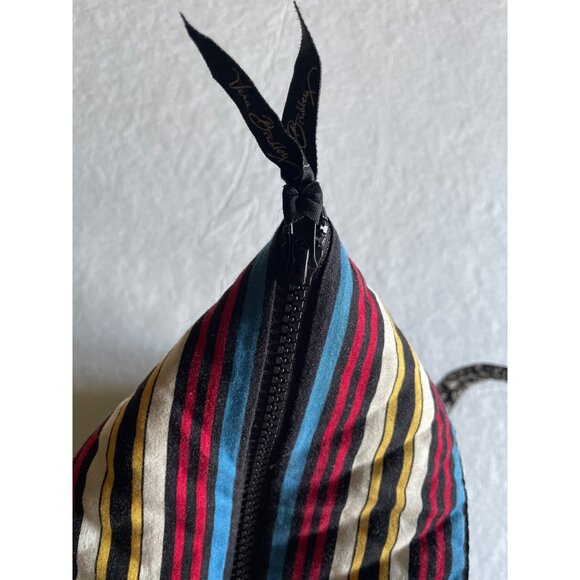 Vera Bradley Large Tote Bag With Striped Zipper & Black Floral Pattern - Picture 6 of 13